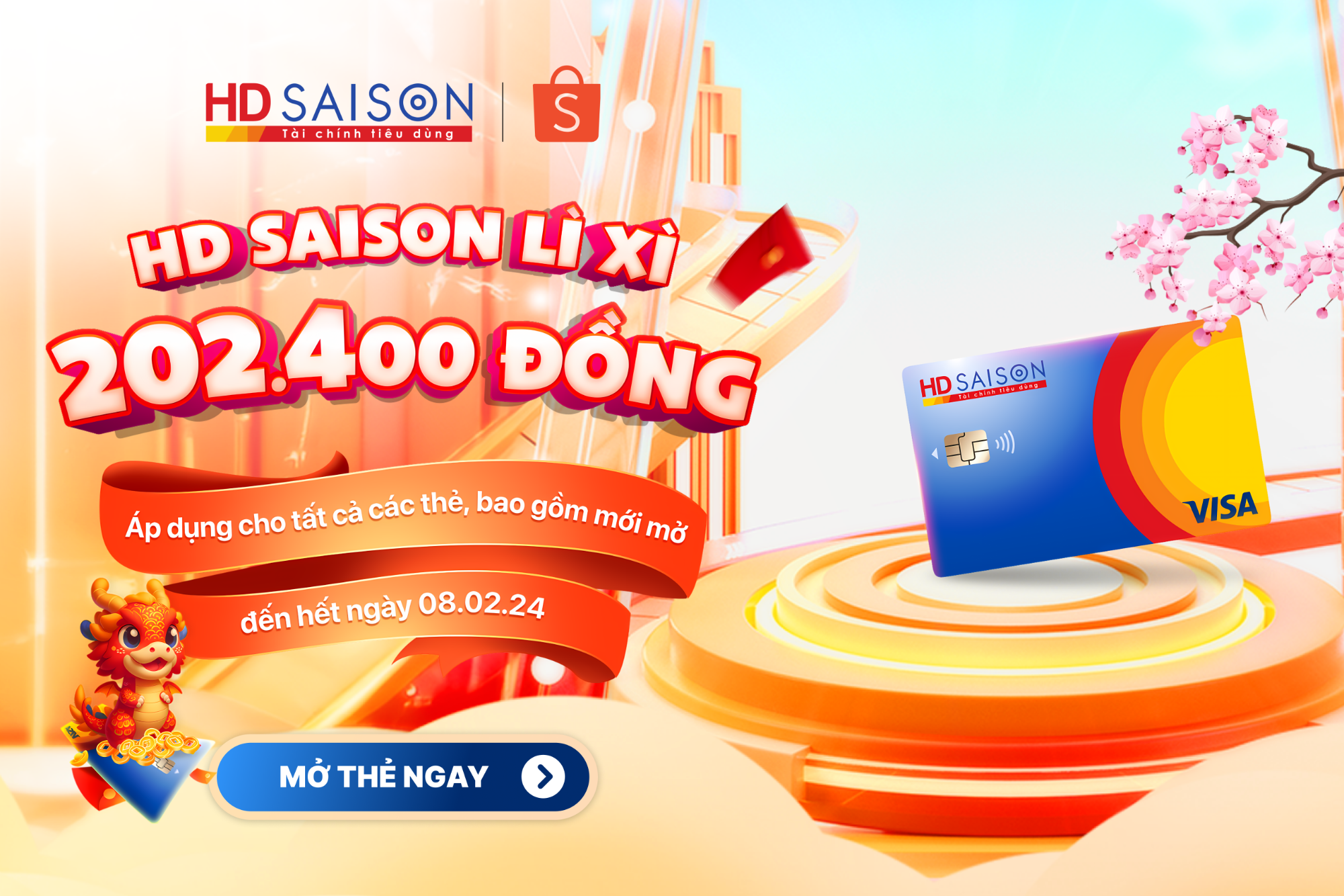 Mừng xuân Giáp Thìn 2024, HD SAISON lì xì 202.400 đồng