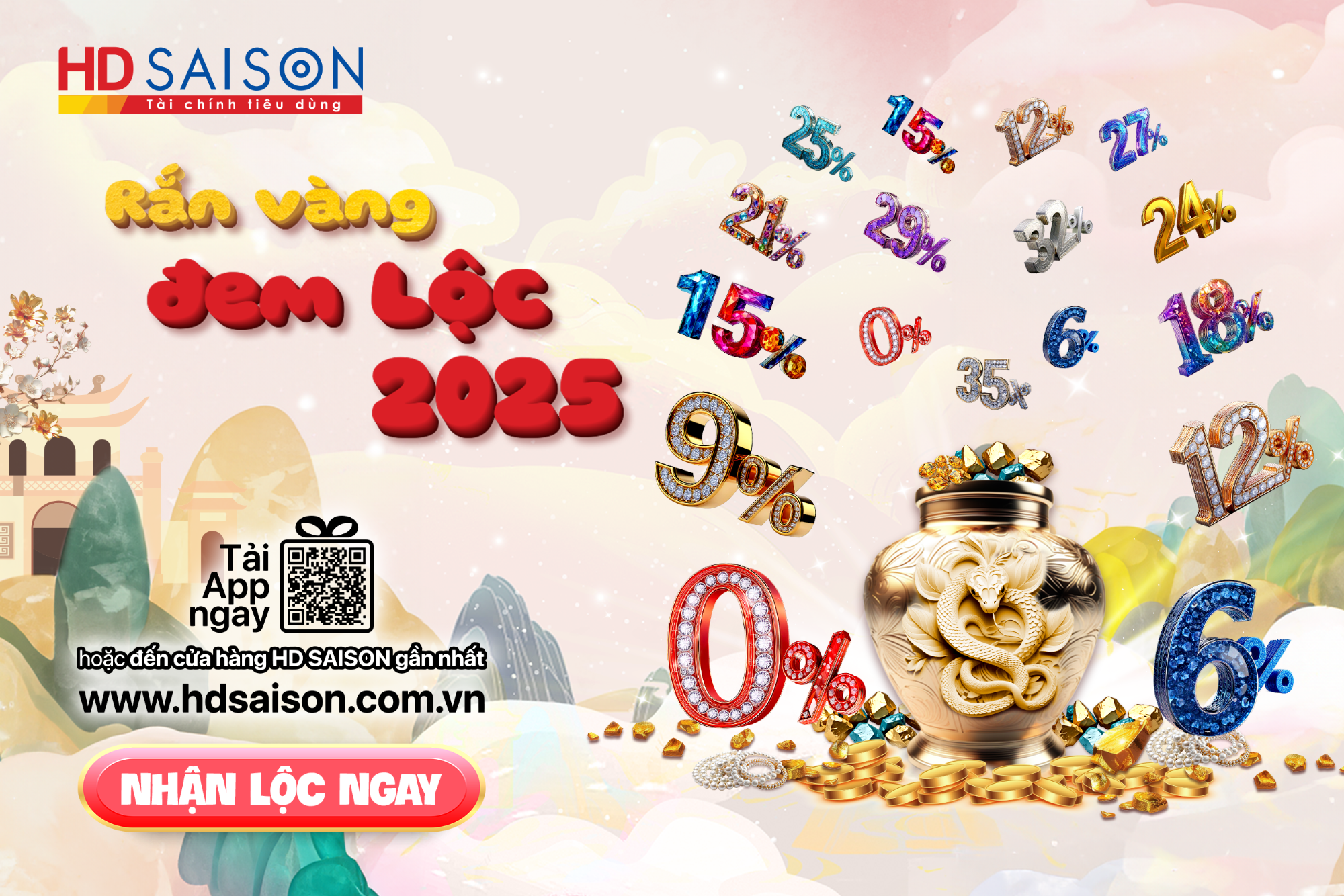Rắn vàng đem lộc 2025 - Lãi suất thấp nhất trong năm