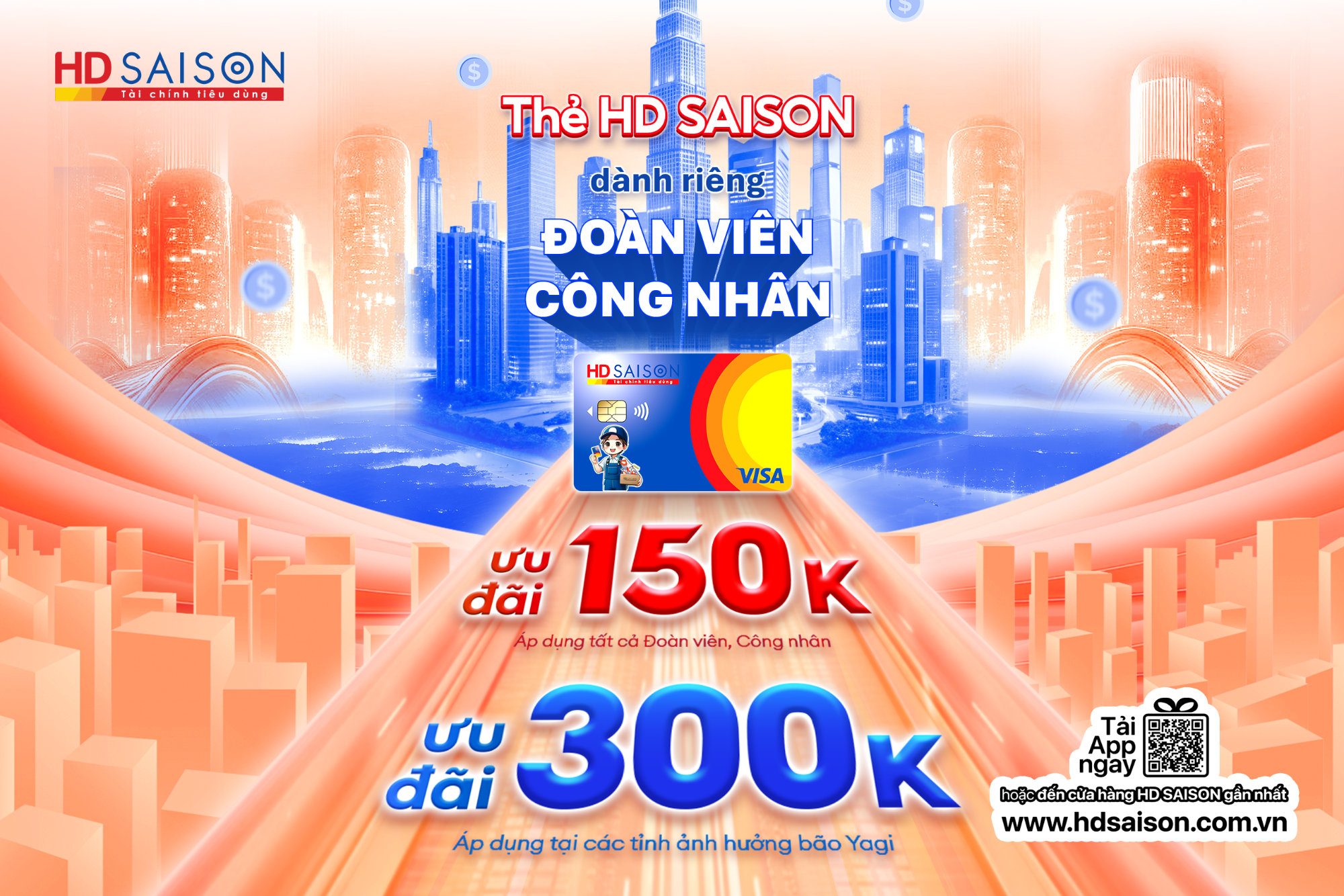 Thẻ HD SAISON ưu đãi lên đến 300.000 đồng dành cho Đoàn viên, Công nhân mua sắm trên sàn thương mại điện tử