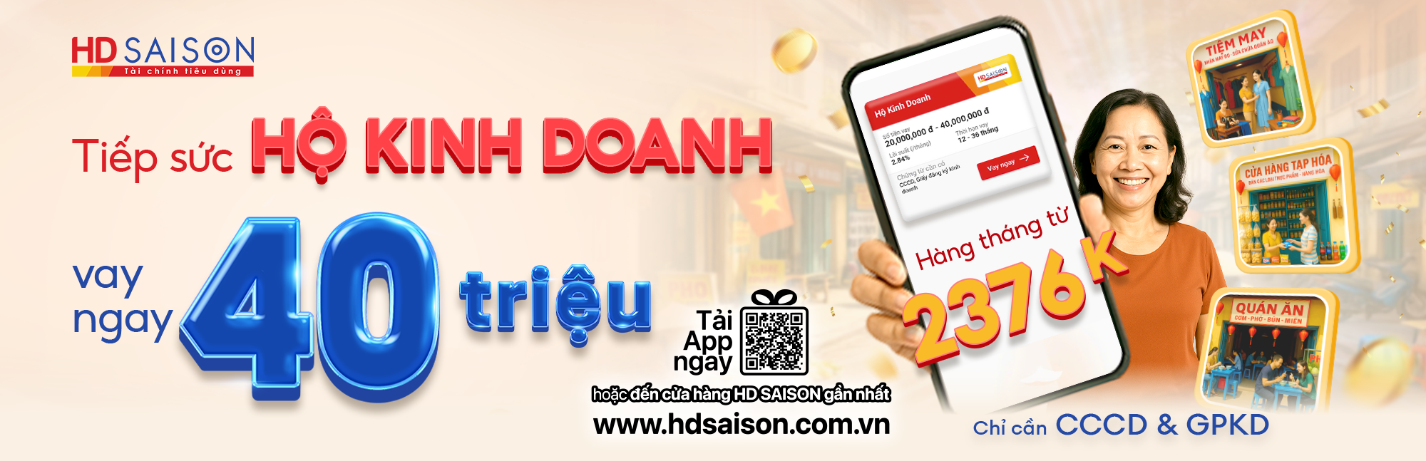 Hộ kinh doanh vững vàng - Vay 40 triệu dễ dàng