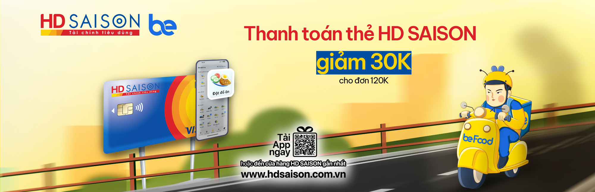 Thẻ HD SAISON giảm 30K mỗi ngày khi đặt be